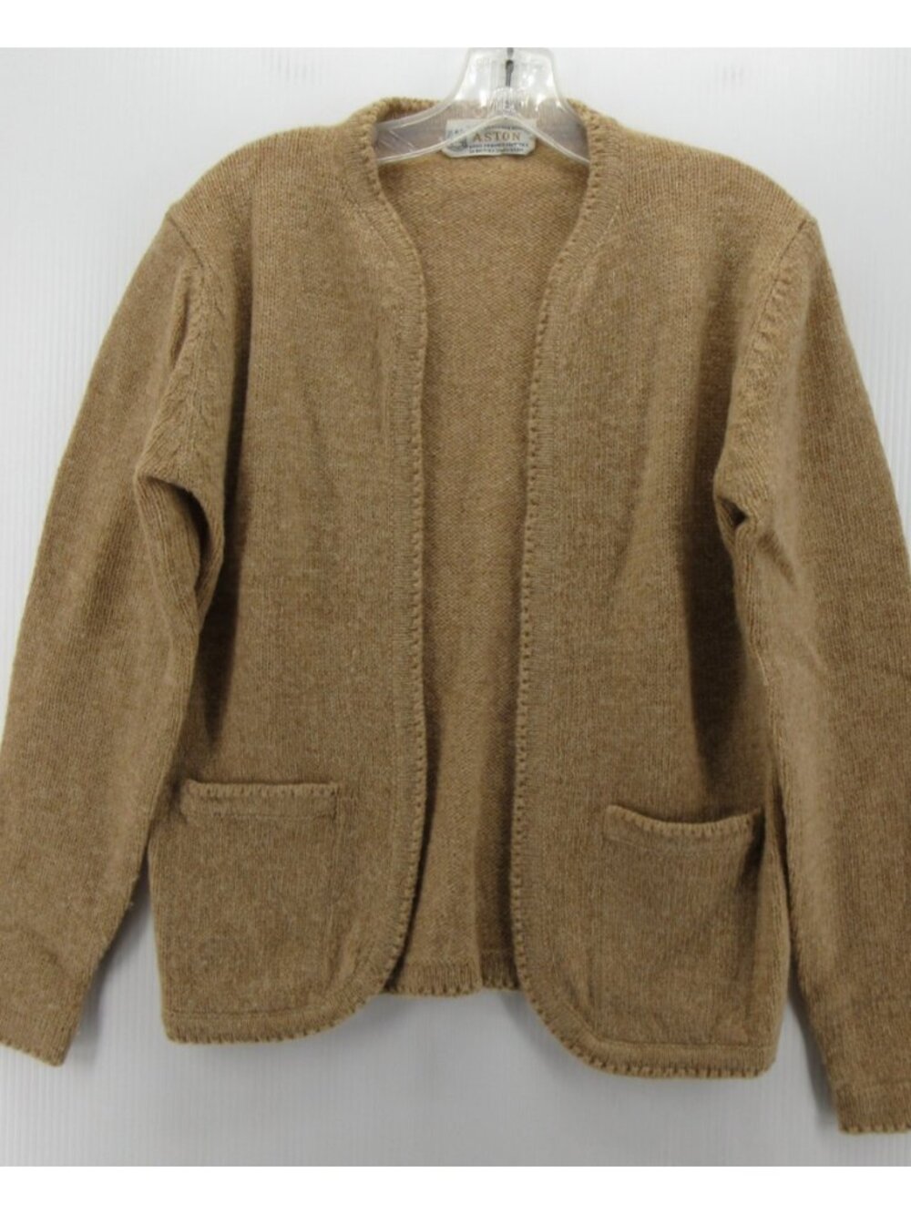 VTG Aston Sweater 36 Shetland Wool Open Cardigan Hand Framed Small